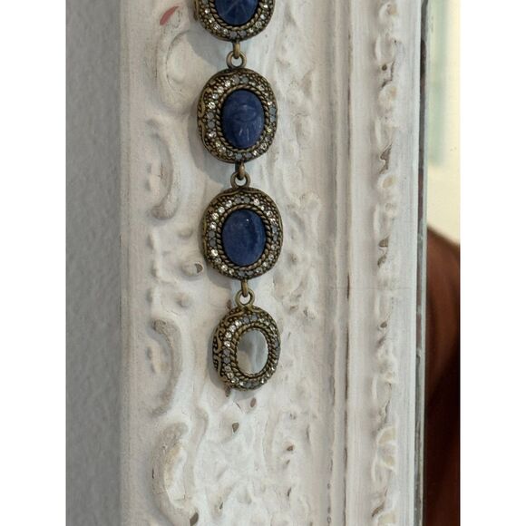 Heidi Daus Blue Scarab Crystal Framed Rare Designer Bracelet Watch - Picture 5 of 7